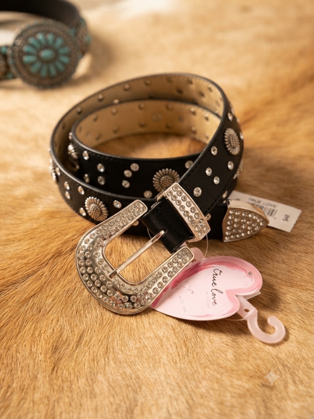 True Love Rhinestone & Concho Western Belt – New With Tags (Size XL)